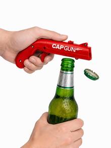 1pc/4pcs Fun Bottle Cap Launcher Opener, Creative Gun-Shaped Beer Bottle Opener, One-Click Cap Ejection, Portable Novelty Bar Tool, Suitable For Home Party, BBQ, Camping, Picnic, Birthday Gift For Men And Beer Lovers - Multicolor - View 4