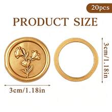20入/包 3D浮雕花卉圖案蠟封貼紙，適用於婚禮邀請函、派對邀請函裝飾、禮物包裝、手帳裝飾 - 棕色 - 花-棕色 - 查看 4