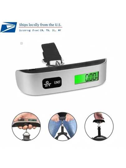 Digital Luggage Scale, 110lbs Suitcase Baggage Scale, 1 Pack Silver | LCD Backlight Display, Temperature Sensor, Tare Function, Stainless Steel Heavy Duty, Hanging Scale
