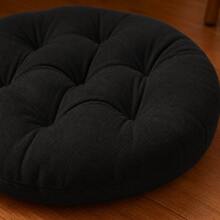 1 Piece Thick Fiber-Filled Round Seat Cushion, Chair Pad - Hitam - View 8