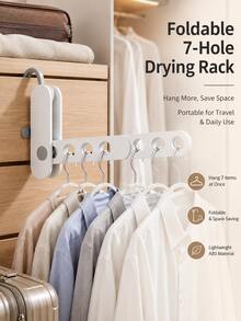 Foldable Clothes Hanger With Adjustable Support Panel; Multi-Functional Portable Drying Rack; Suitable For Short Sleeve Tops And Shirts; Ideal For Travel, Business Trips And Hotel Stays. - Multicolor - View 3