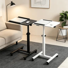 Rolling Overbed Laptop Table With Wheels, Adjustable Tilting Side Table, Computer Desk Table Height Adjustable, Portable Sofa Side Workstation For Bedroom Home Office Study - A - View 3