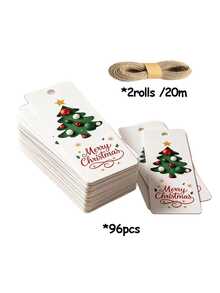 48/96pcs Christmas Decoration Cards, Christmas Tree And Star Pattern Card Tags, Suitable For Christmas Decoration Celebration - Multicolor - View 12