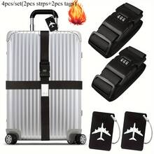 4pcs Buckle Adjustable Luggage Strap For Suitcases Bundling Packing Belt Suitcase Easily Identified Travel Belts Bag Accessories - one-size - View 15