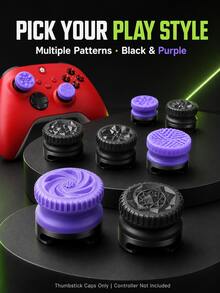 Textured Anti-Slip Joystick Caps, High/Mid Dual Height, Multiple Anti-Slip Pattern Joystick Extender Caps, Compatible With X1box Series X/S And X1box One Controllers, Black/Purple Game Controller Accessories - Multicolor - View 2