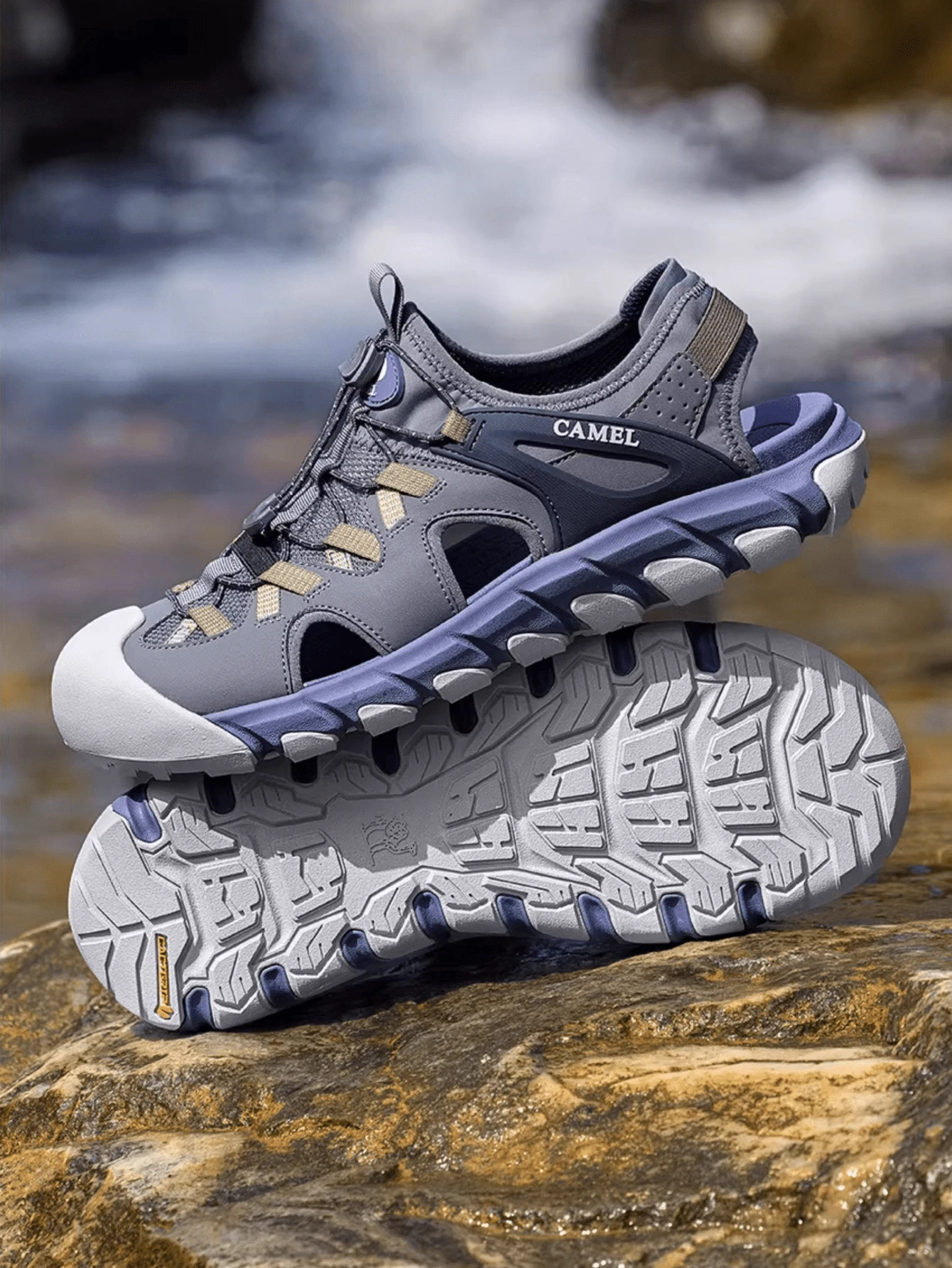 CAMEL CROWN Men's Waterproof Hiking Sandals, Closed-Toe Water Sandals, Sports Sandals, Summer Sandals, Beach Sandals, Outdoor Use - Matte Blue - View 1