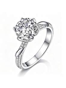 1 Stück Stück atemberaubender Damenring aus 925er Sterlingsilber mit 3ct Moissanit, perfektes Geschenk für Hochzeit, Verlobung, Jahrestag, Valentinstag, Geburtstag und Halloween - Silber - Übersicht 14