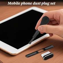 USB‑C Dust Plug Protector Kit, Adhesive Metal Anti‑Dust Mesh Stickers With Cleaning Brush, Charging Port & Earpiece Speaker Hole Dust‑Proof Cover Compatible With Iphone Series, For Type‑C Mobile Phones, Daily Phone Maintenance Accessories - Multicolor - View 6