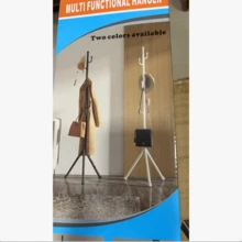 Foldable Floor‑Standing Double Rod Clothes Drying Rack, Available In Black & White, With Side Multi‑Function Hooks, No‑Installation Stable Triangle Support, For Indoor Balcony Outdoor Use, Holds Clothes - A - View 12