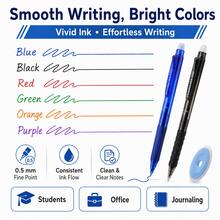 Retractable Erasable Gel Pen Set, 2 Pens + 20 Replacement Refills + 1 Eraser, 0.5mm Fine Point Refillable Erasable Pens, Smooth Writing Click Pens For Students, School, Office, Notes, Homework & Journaling - Multicolor - View 10
