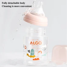 3PCS 0-36 Months 180ml+260ml Baby Bottle Set, Nipple + Bottle 3-Piece Set, Bottle With Measurement Lines, Easy Grip Drinking Cup, Wide Neck Easy To Clean, PP Material, Cute Cartoon Print, Heat Resistant - Multicolor - View 8