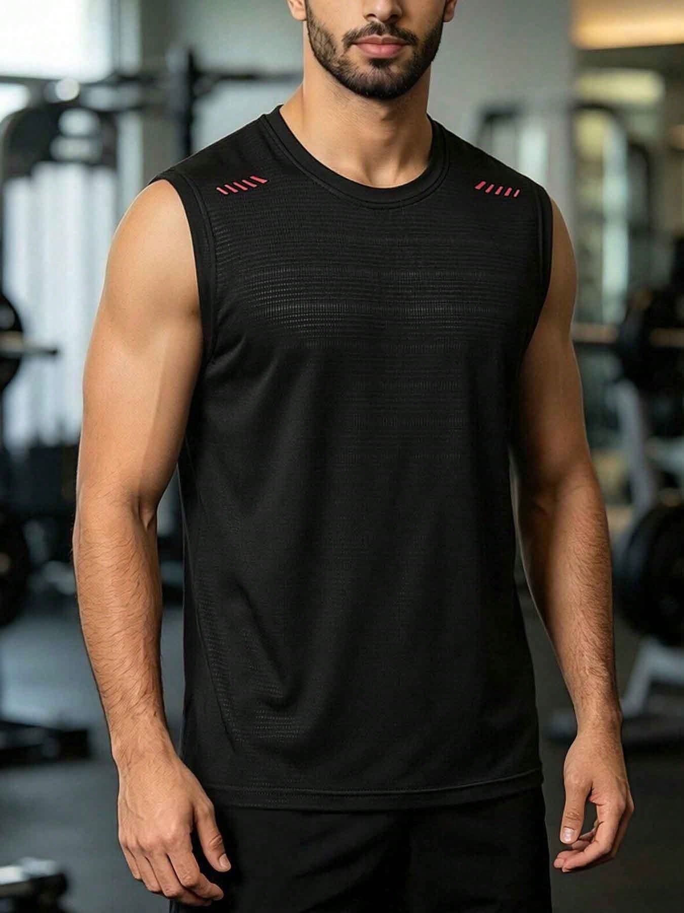 Men's Quick-Dry Mesh Tank Top, Breathable Elastic Sleeveless Gym Shirt For Fitness Training, Running And Bodybuilding