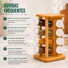Porta Condimentos de Bambu Giratório 16 Potes Frascos Saleiro Temperos Organização Para Cozinha - Bambu - 16 Potes - Giratório - Visão 6