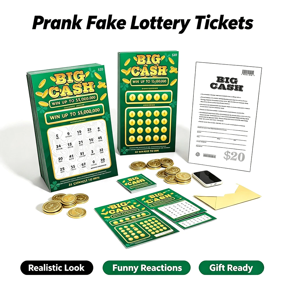 5 Fake Lottery Tickets And Scratch Off Cards That Look Real - Winning $5M - Gag Gifts Funny Adult - Prank Gifts For Adults Funny Pranks - April Fools Pranks - Green - View 1