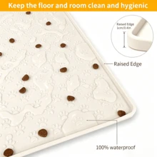 12"*18" Silicone Pet Feeding Mat, Suitable For Dogs And Cats, Multi-Paw Print Waterproof Pet Meal Mat, Anti-Spill Food And Water Bowl Tray, Reusable Non-Slip Feeding Mat, Suitable For Small, Medium, Large Pets - White - View 6
