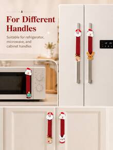 Christmas Style Refrigerator Handle Cover - Suitable For Various Appliances (Refrigerator, Microwave, Dishwasher); Ideal Choice For Indoor Christmas Decoration And Holiday Party Supplies; Washable Handle Cover, Create Festive Atmosphere - Multicolor - View 6