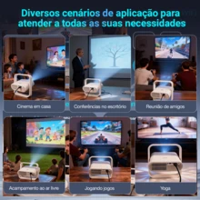 Projetor Portátil AOC 1080P Branco com Rotação de 360° – Foco Automático, Android, Wi-Fi, Bluetooth, LED, Alta Definição e Alto Brilho – Compatível com 4K para Cinema em Casa - Branco - Visão 6