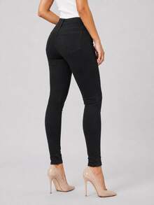 Women's Skinny Jeans - 黑色 - 查看 2