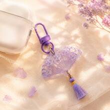 10/5/1pc Resin Fan Keychain, Cherry Blossom Fan Tassel Pendant, Cute Japanese Style Bag Charm, Y2K Key Ring Accessory, Girls Backpack Purse Decoration - Multicolor - View 3