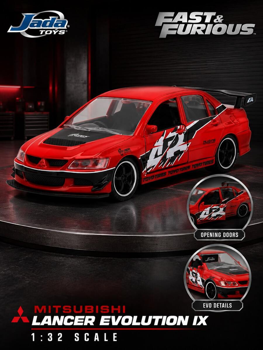 Jada Toys Fast & Furious Mit-Subishi Lancer Evolution IX Die-Cast Model Car 1:32 Scale, Movie Licensed Rally Inspired Sports Sedan Replica, Collectible Display Vehicle For JDM Fans, Enthusiasts And Die-Cast Collectors - Multicolor - View 1