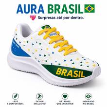 Kit 2 Pares Tênis Feminino Aura Brasil KOCHZ | Escolha a Cor do Cadarço | Leve e Confortável - Amarelo - Visão 6