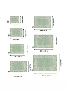 1件裝歐式奢華古典法式美學條紋花卉地毯，適用浴室、廚房、玄關、走廊、床邊、客廳、臥室，四季通用機洗柔軟仿羊絨墊，居家裝飾 - 彩色 - 查看 3