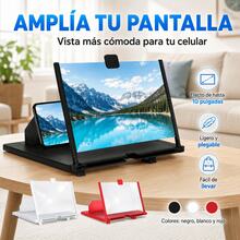 Amplificador de Pantalla para Celular, Lupa Plegable con Efecto de Hasta 10 Pulgadas y Soporte Portátil para Videos, Lectura y Navegación - Rojo - Ver 1