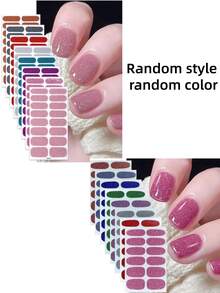 8/6/4/2/1pcs Pink Glitter Self-Adhesive Gel Nail Stickers, Suitable For Women's Home DIY Nail Art Supplies - Multicolor - View 6