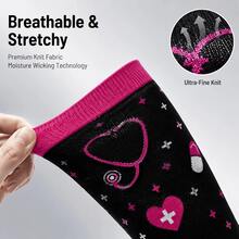 6 Pairs Colorful Graphic Knee High Socks, Fun Novelty Long Tube Socks With Ribbed Cuffs, Assorted Everyday Gift Set - M21 - View 4