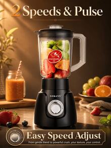 SOKANY 185 Multi-Function Juicer & Blender, Large Capacity, Adjustable Speed, Easy To Clean And Install, One-Touch Operation, Detachable, High Juice Yield, Fast Juicing, Perfect Gift - Black - View 5