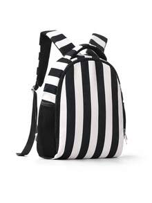 Personalized Fashion Striped Backpack, Casual Daily Daypack With Adjustable Shoulder Straps, Vertical Stripes Design Rucksack With Side Mesh Pockets - Multicolor - View 3