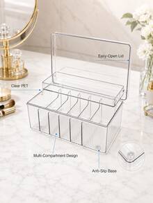 1PC Lash Cart Organizer For Lash Techs,Acrylic Lashes Extension Organizers And Storage For Do Your Own Lashes And Brows At Home,Clear Container For False Eyelash Supplies, Separated Lashs Organizers Boxes - Transparent - View 9