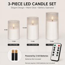 3pcs Flameless LED Candles, Creative Realistic Flame, With Remote Control, Suitable For Holiday Tabletop Decor, Bedside Lamp, Home Decor Light, Powered By 2 AA Batteries (Batteries Not Included) - LED Pillar Candles - View 6