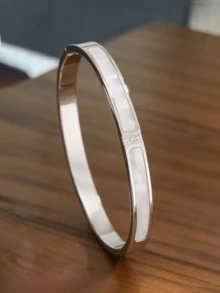 5/1 Pc New Stainless Steel Bracelet Set, Waterproof & Fade-Resistant, Multi-Style Design (Roman Numerals, Four-Leaf Clover, Rhinestone, Etc.), Versatile Commuter Luxury Accessory, Layering Essential, Hypoallergenic, Unique Design, Holiday Gift - Silver - View 12