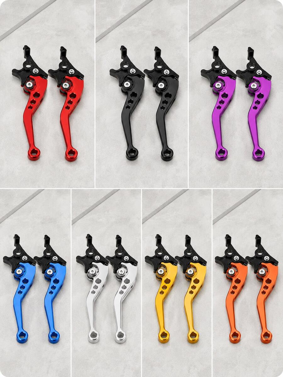 2pcs Motorcycle Brake Levers, CNC Aluminum Alloy 6-Position Adjustable Front And Rear Dual Disc Brake Lever Pair, Universal Scooter/Light Motorcycle/Electric Bicycle Brake Clutch Handle, Ergonomic Lightweight Modification Replacement Motorcycle Parts, Riding Components