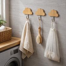 Add Practical Storage And Natural Decorative Texture To Your Home With This 6-Piece Set Of Cloud-Shaped Wall Hooks. Each Compact Hook Features A Bamboo Cloud Panel With Clear Natural Wood Grain And A Silver Iron J-Shaped Hook With Rounded Ends. This Set Of Six Matching Hooks Can Be Installed In Combination To Create A Decorative Wall Layout Or Placed Separately In Any Location Where Extra Hanging Space Is Needed. - View 3