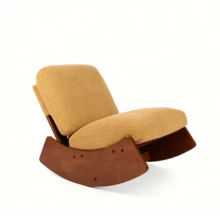 Comfortable Rocking Chair, High-Quality Upholstered Armchair, Solid Wood Frame, Perfect For Various Living Areas, Accent Reading Chair For Bedroom And Living Room - 橘色 - 查看 12