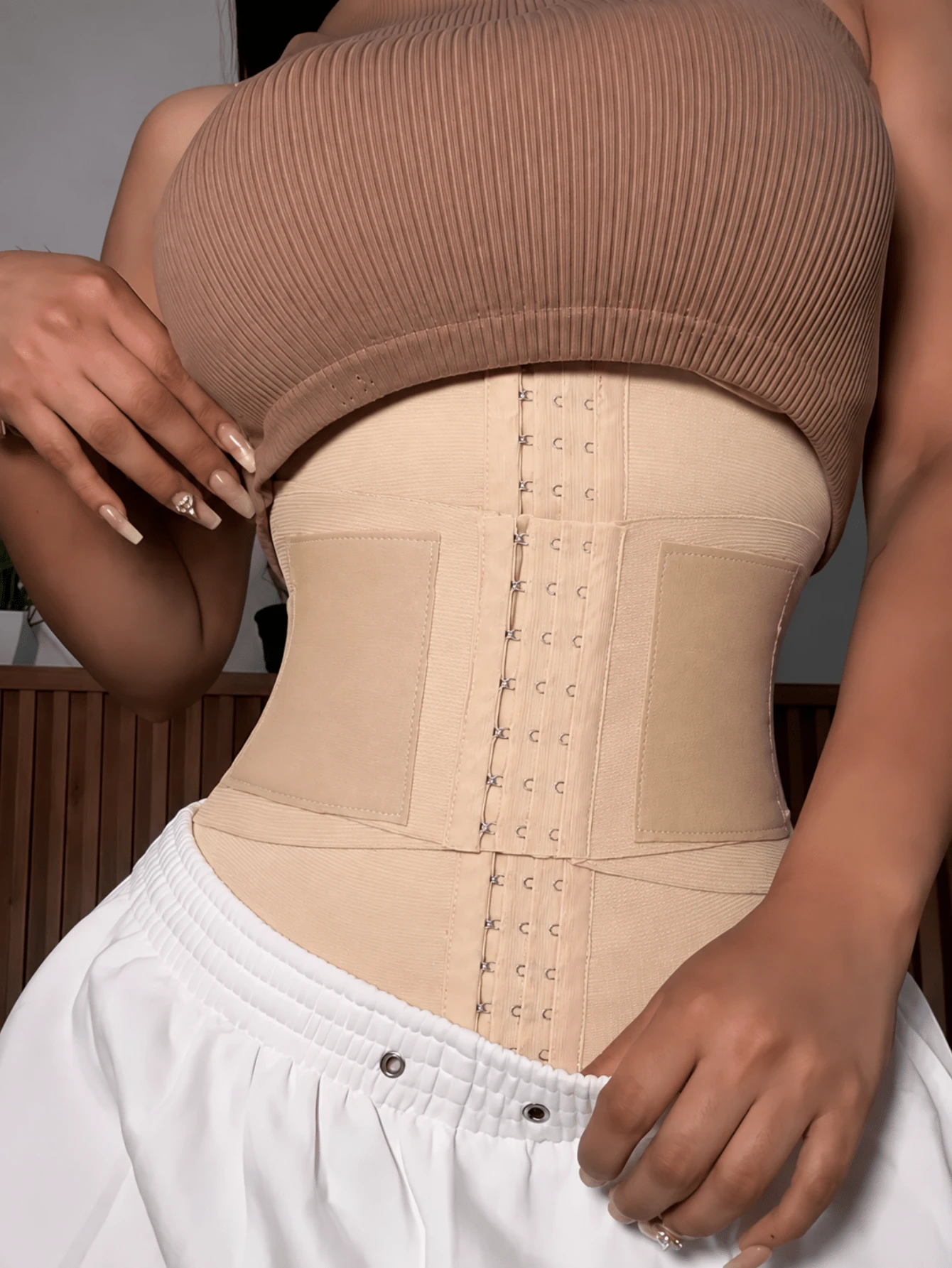 1pc Women's Waist Cincher, High Compression Waist Shaping Belt, Abdominal Shaping Belt, Daily Fitness Waist Belt - Apricot - View 1