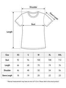 Funny Japanese Text Graphic Print Short Sleeve Mid-Length T-Shirt, Stylish Casual Top For Women Black Summer - Black - View 4