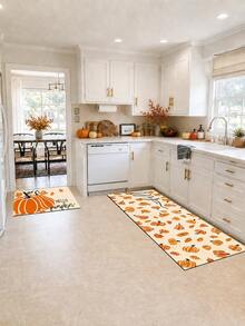 1pc Pumpkin Pattern Kitchen Mat, Fun Holiday Style, Suitable For Autumn Party, Bathroom, Room, Kitchen, Sink Area And Home Holiday Decor, Foot Mat, Pet Mat - Multicolor - View 3