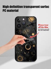 1pc Yellow Sun, Moon, Star High-Definition Glass Shell Phone Case Compatible With Iphone 16 Pro Max/16 Pro/16 Plus/16, A55/A54/S24/S24 Plus/S24 Ultra/S24 FE/S25/S25 Plus/S25 Ultra, Pixel 9/9 Pro/9 Pro XL And Other Models Waterproof Shockproof Anti-Fall Scratch Resistant,International Version, Not The Domestic Version - Multicolor - View 8