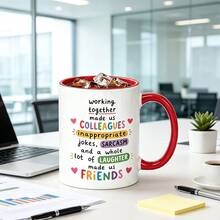 Colleagues To Friends Coffee Mug,11oz Ceramic Cup, Colorful Heart Letter Graphic, Funny Coworker Novelty Mug, Appreciation Gift For Work Best Friend Office Colleague, Ideal For Juice,Milk, Coffee- Perfect Birthday And Holiday Gift - Multicolor - View 17