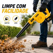 Soprador e Aspirador de Folhas Sem Fio 21V 2 Baterias Recarregável BOMVINK BOM-9709 - Amarelo - Visão 4