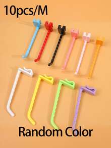 10/5pcs Compact Plastic Macaron Color No-Drill Hooks, Suitable For Bathroom, Shower Room And Door Side, Multi-Functional Towel Key Hooks, Car Key Hooks, Practical Bohemian Style, Random Color - Multicolor - View 9