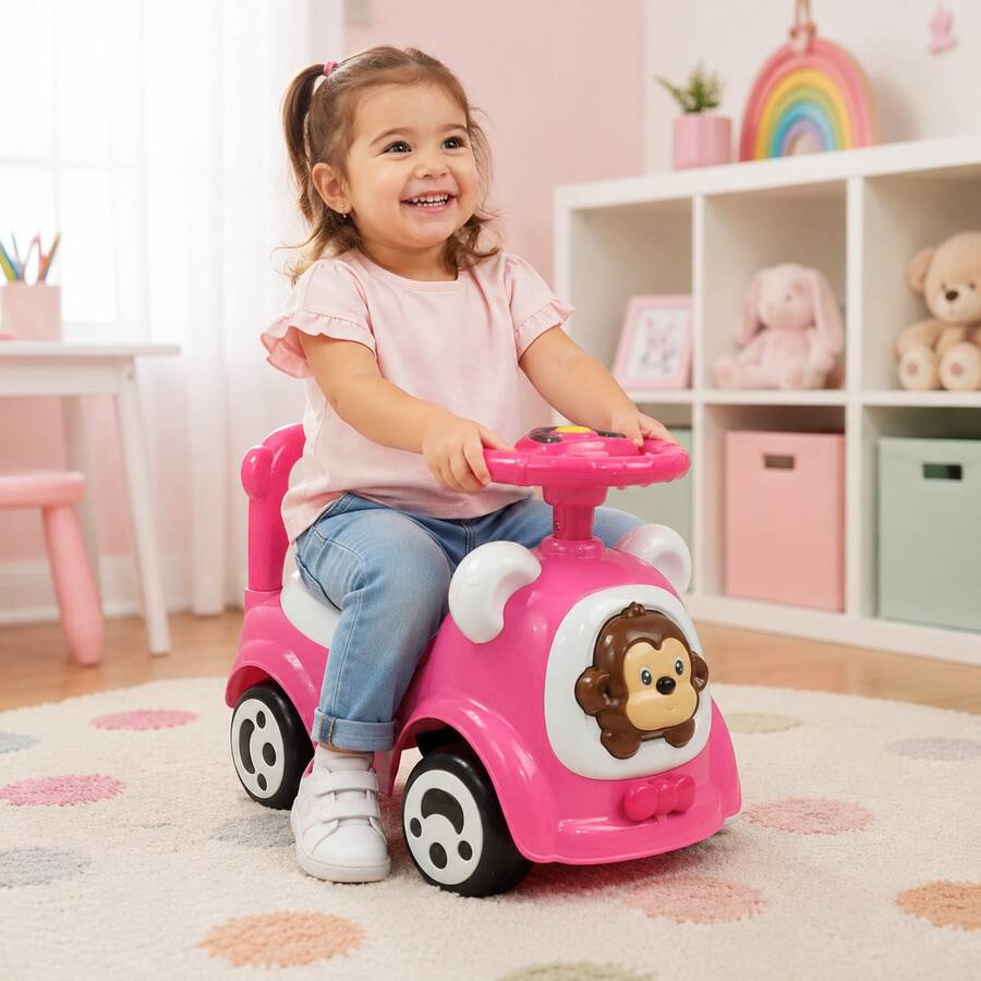 THE BABY SHOP Mountable Ride-On With Sound And Light, Chango Trunk - Pink - View 1