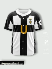 Custom Vintage Striped Baseball Jersey, Classic Black & White Vertical Contrast Color, Customizable Front & Back, Freely Change Player Name & Jersey Number, Custom Team Logo, Soft & Comfortable Fabric, Button-Up Style, Suitable For Baseball & Softball Games, Team Training, Themed Events & Casual Wear, Retro Style, 2026 Baseball - Black and White - View 2