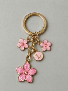1件粉色櫻花金屬鑰匙圈，女孩花卉包飾品，學生返校禮物，汽車配件吊飾，可愛五瓣花鑰匙鏈，送給老師、媽媽、朋友生日的小花飾品，返校禮物，萬聖節禮物 - 粉色小花鑰匙圈 - 查看 3