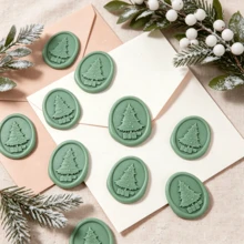 25 PCS/Paket Stiker Segel Lilin Motif Pohon Natal Timbul 3D, Untuk Undangan Natal, Dekorasi Undangan Pesta Natal, Pembungkus Kado, Dekorasi Scrapbooking - Hijau - Pohon Natal - hijau - View 7