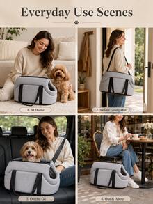 Foldable Portable Pet Carrier Bag, Outdoor One Shoulder Crossbody Bag For Cats And Dogs, Breathable Car Pet Backpack - Multicolor - View 7