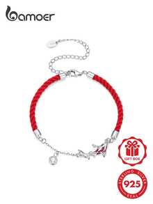 Bamoer 925 Sterling Silver Koi Fish Red String Bracelet, Lucky Fortune Adjustable Red Rope Bracelet For Women With Gift Box - Silver - View 11